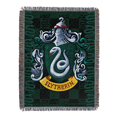 Book Cover Harry Potter Slytherin Shield Woven Tapestry Throw Blanket, 4' x 5', Multi Color