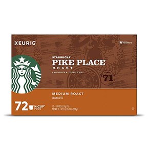 Starbucks Pike Place Roast Coffee K-Cup Portion Packs for Keurig Brewers, 72 Count (3 boxes of 24 K-Cups)
