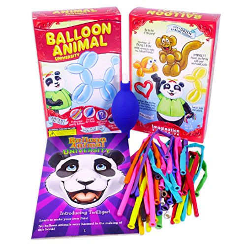 Book Cover Balloon Animal University Kit Now with Even More Creations! 25 Balloons Custom Colors with Qualatex, Unbreakable Air Pump, Instruction Book and Videos. Learn to Make Balloon Animals Starter Kit