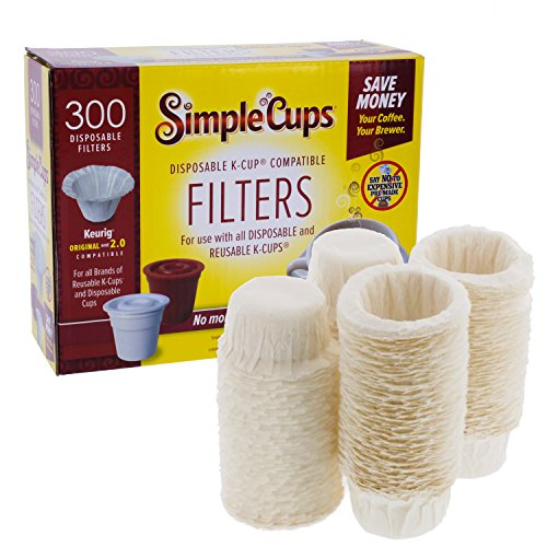 Book Cover Disposable Filters Compatible with Keurig Brewers- 300 Replacement Single Serve Paper Filters Compatible with Regular and Reusable K Cups- Use Your Own Coffee
