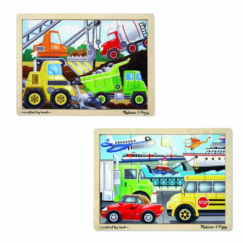 Melissa & Doug 12 Pc Jigsaw Bundle - Vehicles & Construction