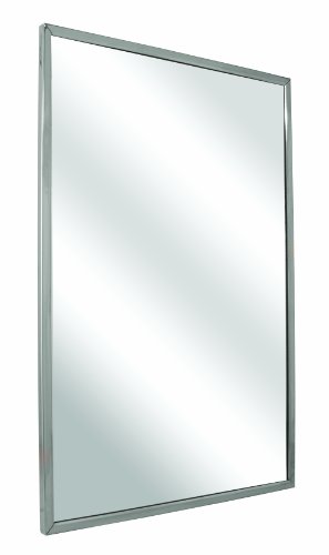 Bradley 780-024360 Float Glass Angle Frame Mirror with Welded Corners and Theft Resistant Mounting, 24" Width x 36" Height