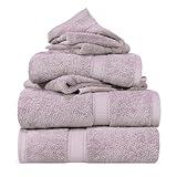 SUPERIOR Egyptian Cotton Pile 6 Piece Towel Set, Includes 2 Bath, 2 Hand, 2 Face Towels/Washcloths, Ultra Soft Luxury Towels, Thick Plush Essentials, Guest Bath, Spa, Hotel Bathroom, Purple