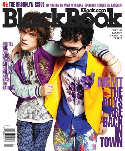 Blackbook Magazine (April 2010) MGMT Cover, Kristin Wiig, Paul Dano, Erykah Badu, Harmony Korine, Kate Nash, The National