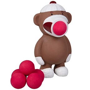 Hog Wild Sock Monkey Popper Toy - Shoot Foam Balls Up to 20 Feet - 6 Balls Included - Age 4+