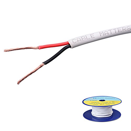 Cable Matters 16 AWG CL2 in Wall Rated Oxygen-Free Bare Copper 2 Conductor Speaker Wire (Speaker Cable) 50 Feet
