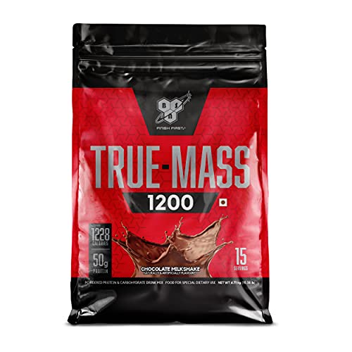BSN TRUE-MASS Weight Gainer, Muscle Mass Gainer Protein Powder, Chocolate Milkshake, 10.38 Pound