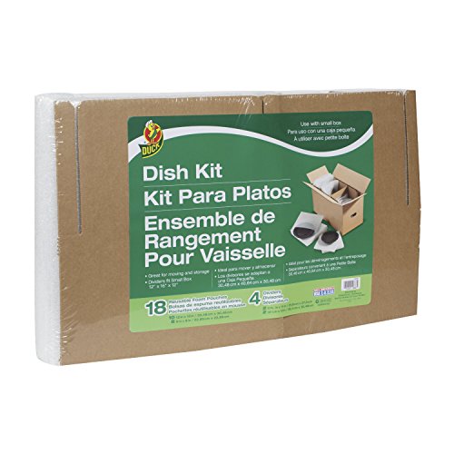 Book Cover Duck Brand Dish Moving Kit, 4 Corrugate Dividers and 18 Foam Pouches, Box Not Included (1362686)