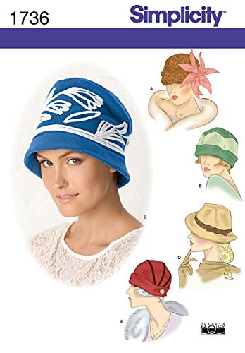 Book Cover Simplicity 1736 Women's Vintage Hat Sewing Patterns by Andrea Schewe, Sizes S-L
