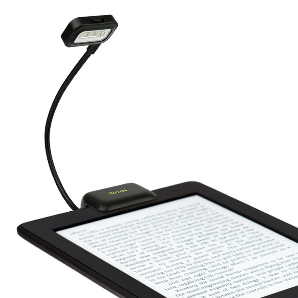 Book Cover iKross Black Dual LED Clip-On Reading Light for eBook Readers, Tablet, Smartphone, Cell Phone