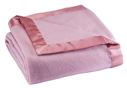 Book Cover OakRidge Satin Fleece Blanket, Full/Queen, Twin or King Size - 100% Polyester Lightweight Fabric and Cozy Satin Binding Edges in Tightly Folding Travel Blanket, Rose