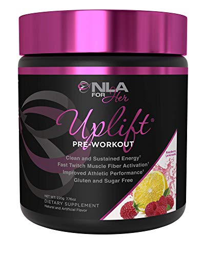 NLA for Her - Uplift - Pre-Workout Energy - Provides Clean/Sustained Energy, Supports Athletic Performance, Helps Fast Twitch Muscle Fiber Activation - Raspberry Lemonade - 220 Grams