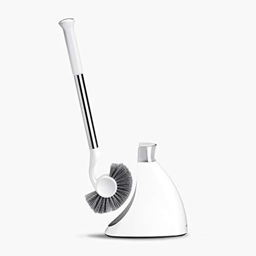 Book Cover simplehuman Toilet Brush with Caddy, Stainless Steel, White