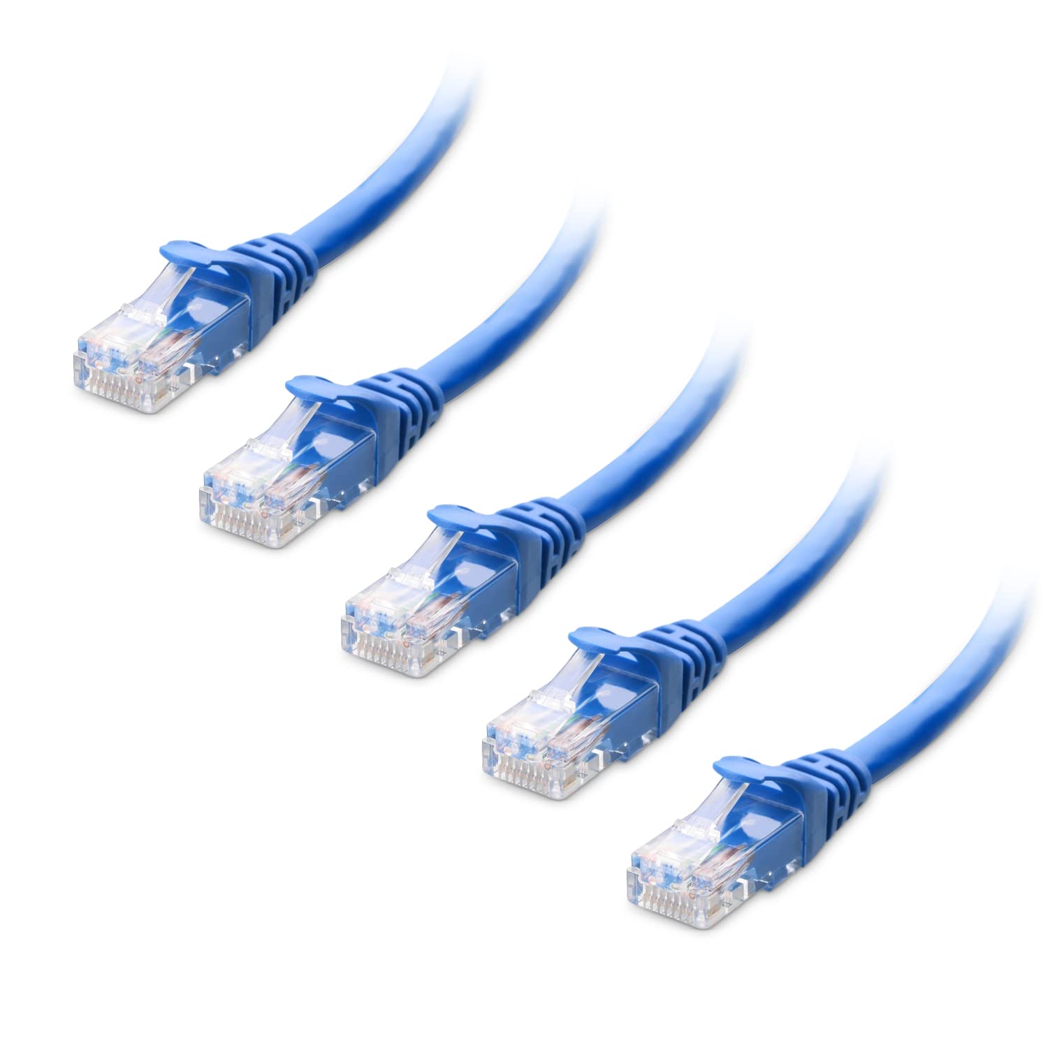 Cable Matters 10Gbps 5-Pack Snagless Short Cat 6 Ethernet Cable 1 ft (Cat 6 Cable, Cat6 Cable, Internet Cable, Network Cable) in Blue 1 ft Blue