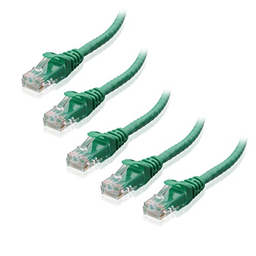 Cable Matters 5-Pack, Cat6 Snagless Ethernet Patch Cable in Green 1 Foot