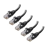 Cable Matters 10Gbps 5-Pack Snagless Cat 6 Ethernet Cable - 14ft, Cat 6 Cable, Cat6 Cord, Ethernet Cord, Black
