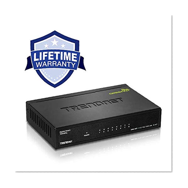 TRENDnet 8-Port Gigabit GREENnet Switch, Ethernet Splitter,10/100/1000 Mbps, Fanless,16 Gbps Switching Capacity, Metal Housing, Plug & Play, Lifetime Protection, TEG-S82G