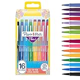 Paper Mate S0977450 Lot de 16 Feutres à Pointe Nylon Flair Pointe Moyenne, Coloris Assortis