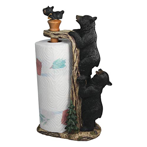 Book Cover Rivers Edge Products Countertop Paper Towel Holder, Unique Resin and Wood Paper Towel Holder, Novelty Napkin Roll Holder for Counter, Giftable Animal Paper Towel Stand, Bear