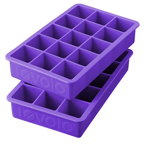 Book Cover Tovolo Perfect Ice Mold Freezer Tray of 1.25-Inch Cubes for Whiskey, Bourbon, Spirits & Liquor, BPA-Free Silicone, Fade Resistant, Set of 2, Vivid Violet
