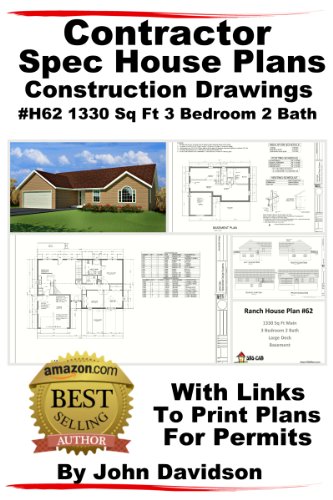 Contractor Spec House Plans Blueprints Construction Drawings 1200 Sq Ft to 1800 Sq Ft 3 Bedroom 2 Bath