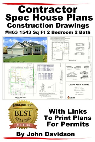 Contractor Spec House Plans Blueprints Construction Drawings #H63 1543 Sq Ft 2 Bedroom 2 Bath