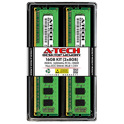 Book Cover A-Tech RAM 16GB (2x8GB) DDR3 / DDR3L 1600 MHz DIMM PC3L-12800 / PC3-12800 (PC3L-12800U) CL11 2Rx8 1.35V Non-ECC UDIMM 240 Pin - Desktop PC Computer Memory Upgrade Kit