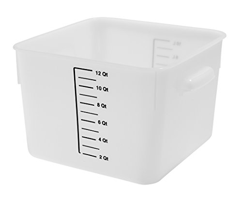 Rubbermaid Commercial Products Plastic Space Saving Square Food Storage Container for Kitchen/Sous Vide/Brining, 12 Quart, Lid Sold Seperately, White (FG9F0700WHT)