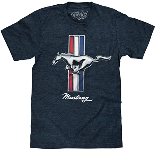 Ford Mustang Logo Licensed T-Shirt Poly Cotton Blend Classic Look - X-Large Heather Navy