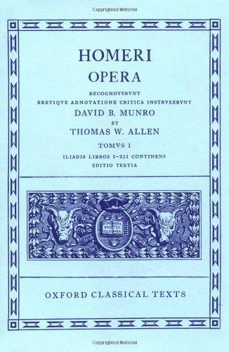 Book Cover Homeri Opera Vol. I. Iliad (Books I-XII): Iliad v. 1 (Oxford Classical Texts) [26 March 1963]