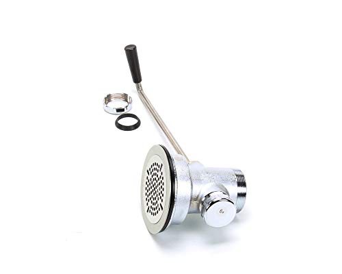 T&S Brass, B-3952, 3-1/2" Waste Drain Valve with Twist Handle and 2" NPT Male x 1-1/2" NPT Female Outlet Connection, Stainless Steel