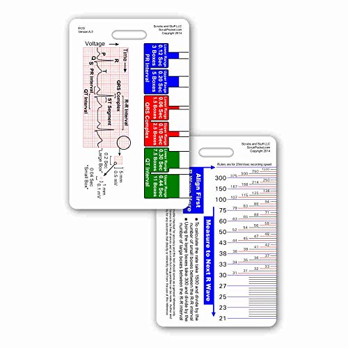 Book Cover EKG Ruler Vertical Badge ID Card Pocket Reference Guide ECG