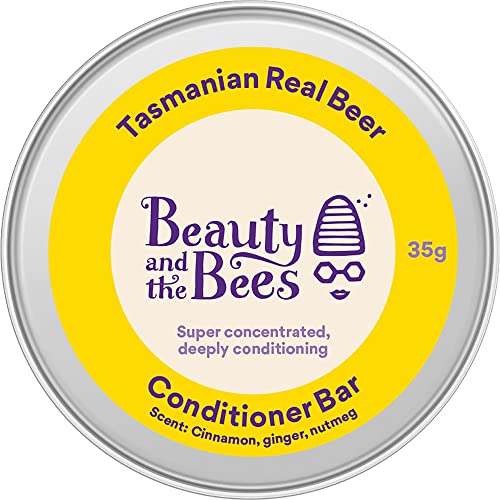 Beauty and the Bees Eco-Friendly Solid Conditioner Bar Real Beer & Honey for Normal Dry Oily or Curly Frizzy Hair | Detangles & Adds Volume | 100% Natural Plastic & Sulfate Free