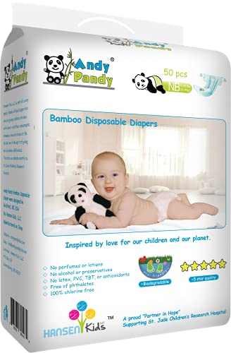 Book Cover Eco Friendly Premium Bamboo Disposable Diapers by Andy Pandy - Large - for Babies Weighing 20-31 lbs - Large (Pack of 70)