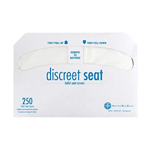 Book Cover Discreet Seat DS-1000 Half-Fold Toilet Seat Covers, White (4 Pack of 250)