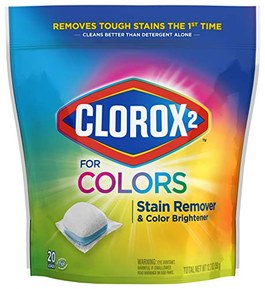 Clorox 2 for Colors - Stain Remover and Color Brightener Packs, 20 Count (Package May Vary)
