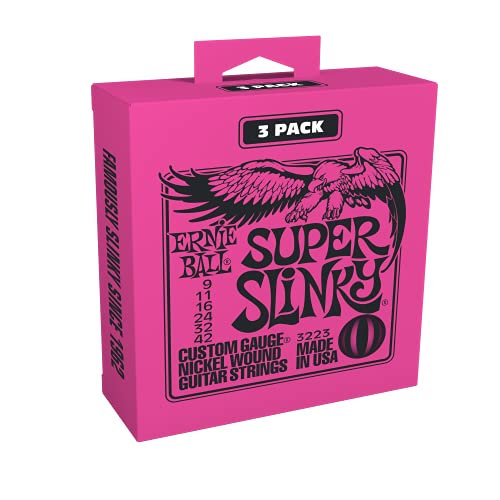 Book Cover Ernie Ball Super Slinky Electric Guitar Strings 3-Pack - 9-42 Gauge (P03223)