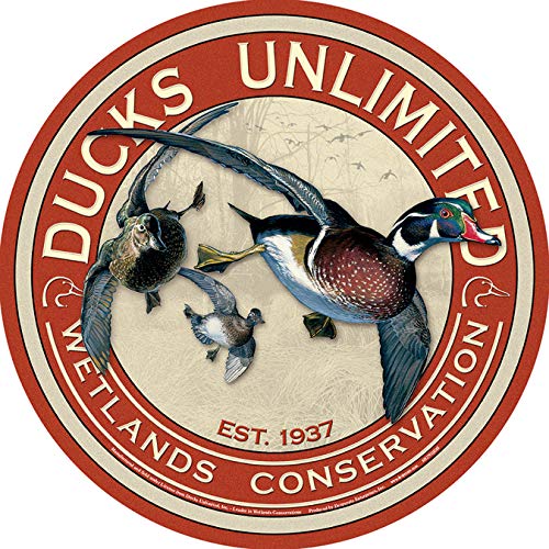 Desperate Enterprises Ducks Unlimited Round Tin Sign - Nostalgic Vintage Metal Wall Decor - Made in USA - 11.75" Diameter