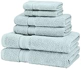 Amazon Brand – Pinzon 6 Piece Pima Cotton Bath Towel Set - Spa Blue