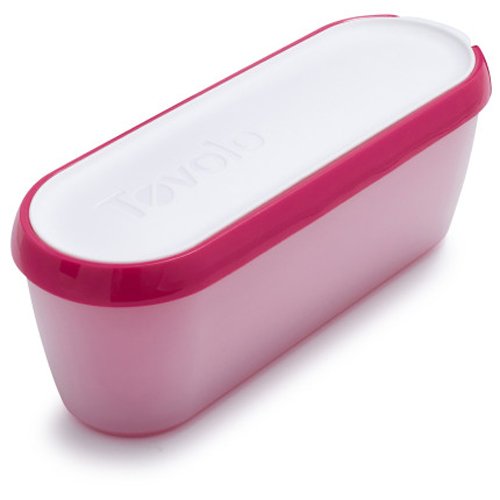 Tovolo Glide-A-Scoop, Non-Slip Base, Insulated Ice Cream Tub, 1.5 Quart, Strawberry Sorbet
