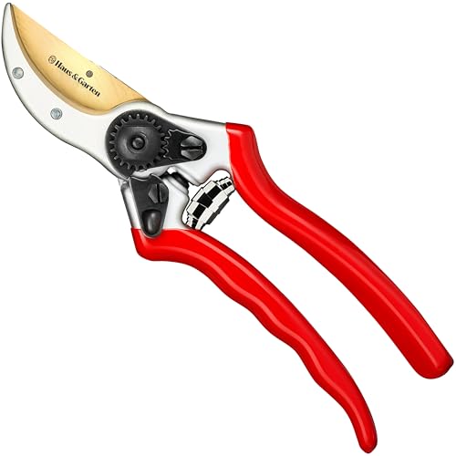Haus & Garten ClassicPRO 8.5" Professional Premium Titanium Bypass Pruning Shears - Use As Pruners, Garden Shears, Heavy Duty Handheld Pruning Shears For Gardening, Clippers, Pruning Scissor Tool