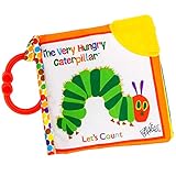 Let's Count Soft Book - World of Eric Carle the Very Hungry Caterpillar Baby on the Go Clip Teething Crinkle Soft Sensory Book for Babies, 5.25x5.25 Inch