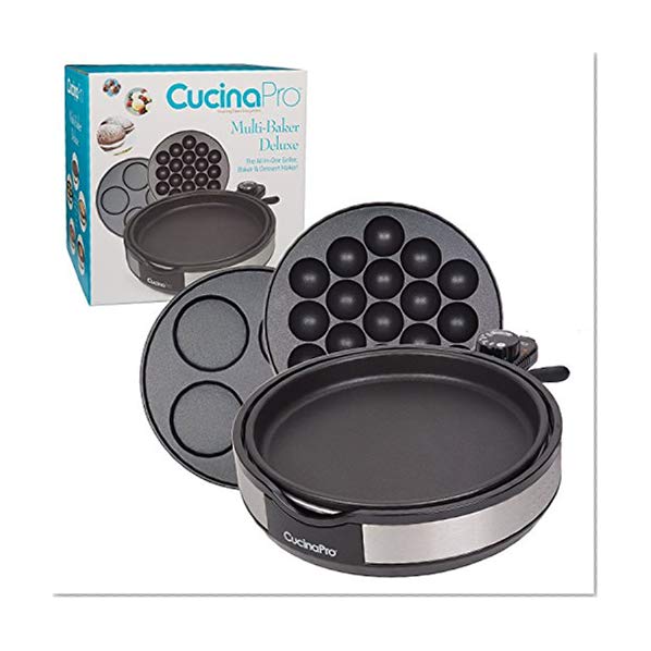 CucinaPro Multi Baker Deluxe- 3 Interchangeable Skillets for Grilling, Baking or Dessert Making- Takoyaki, Sandwiches, Cake Pops and Much More