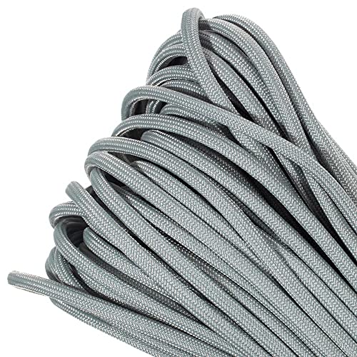 PARACORD PLANET – Commercial Grade Type III 550 Paracord Nylon 7-Strand Parachute Cord (Silver Gray, 100 Feet)