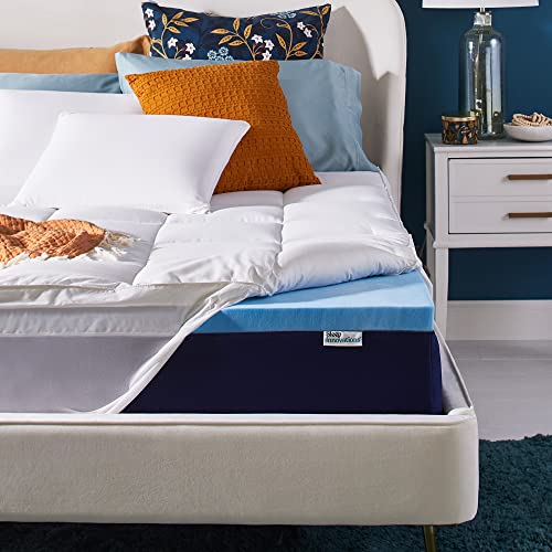 Sleep Innovations Dual Layer Enhanced Support Gel Memory Foam Mattress Topper, 4 Inches, Full