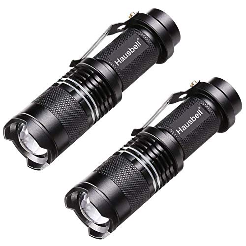 HAUSBELL Flashlights, Handheld Flashlights, 7W Mini LED Flashlights, Tactical Flashlights, Zoomable, High Lumen, Water Resistant, 3 Light Modes for Camping, Hiking