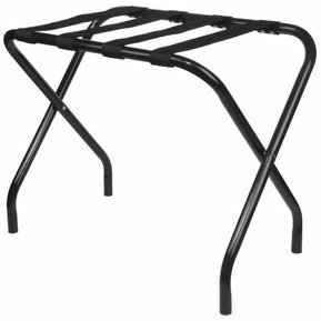 King's Brand LRK159 Furniture-Black Metal Foldable Luggage Rack Stand with Nylon Belts