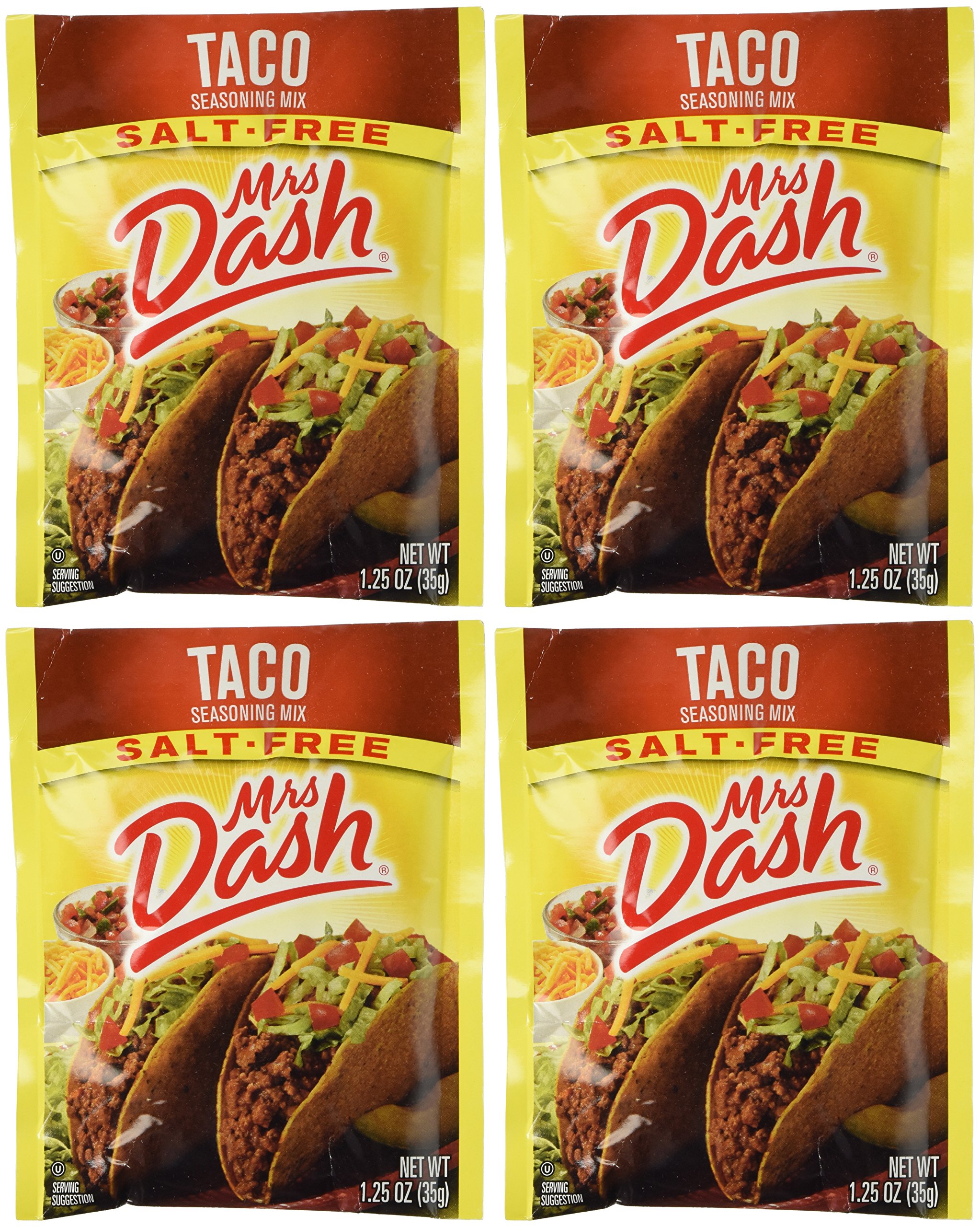 Mrs Dash Salt Free Taco Seasoning Mix (1.25 oz Packets) 4 Pack 1.25 Ounce (Pack of 4)