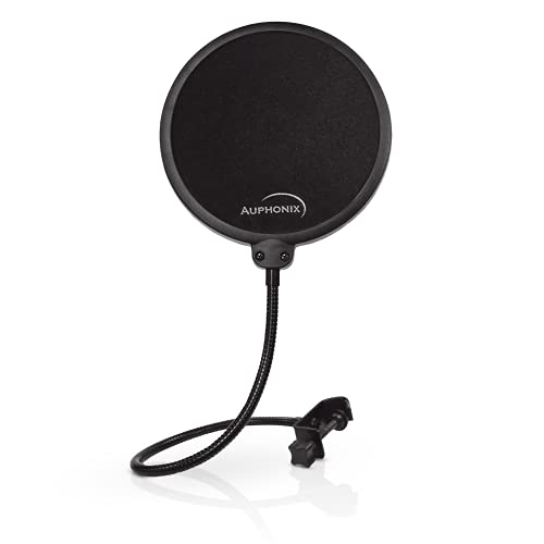 Auphonix Pop Filter for Mic - 6-inch Diameter, Dual Layered Microphone Pop Screen for Studio Recording, Podcasts and Streaming - MPF-1﻿