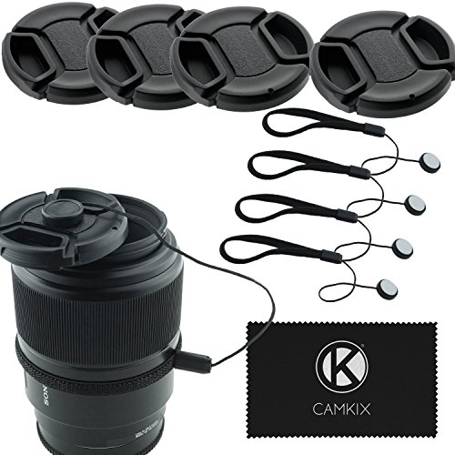Book Cover 52mm Lens Cap Bundle - 4 Snap-on Lens Caps for DSLR Cameras - 4 Lens Cap Keepers - Microfiber Cleaning Cloth Included - Compatible Nikon, Canon, Sony Cameras (52mm)